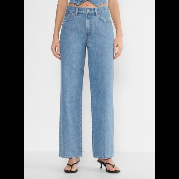 Denim Forum The Farrah Hi Rise Wide Leg Jean Medium Wash - Picture 1 of 16